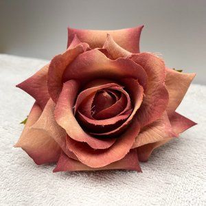 VGUC Set of 5 Silk Rose Napkin Rings, Mauve-Blush, 3" T x 4" D, Ring = 1" D